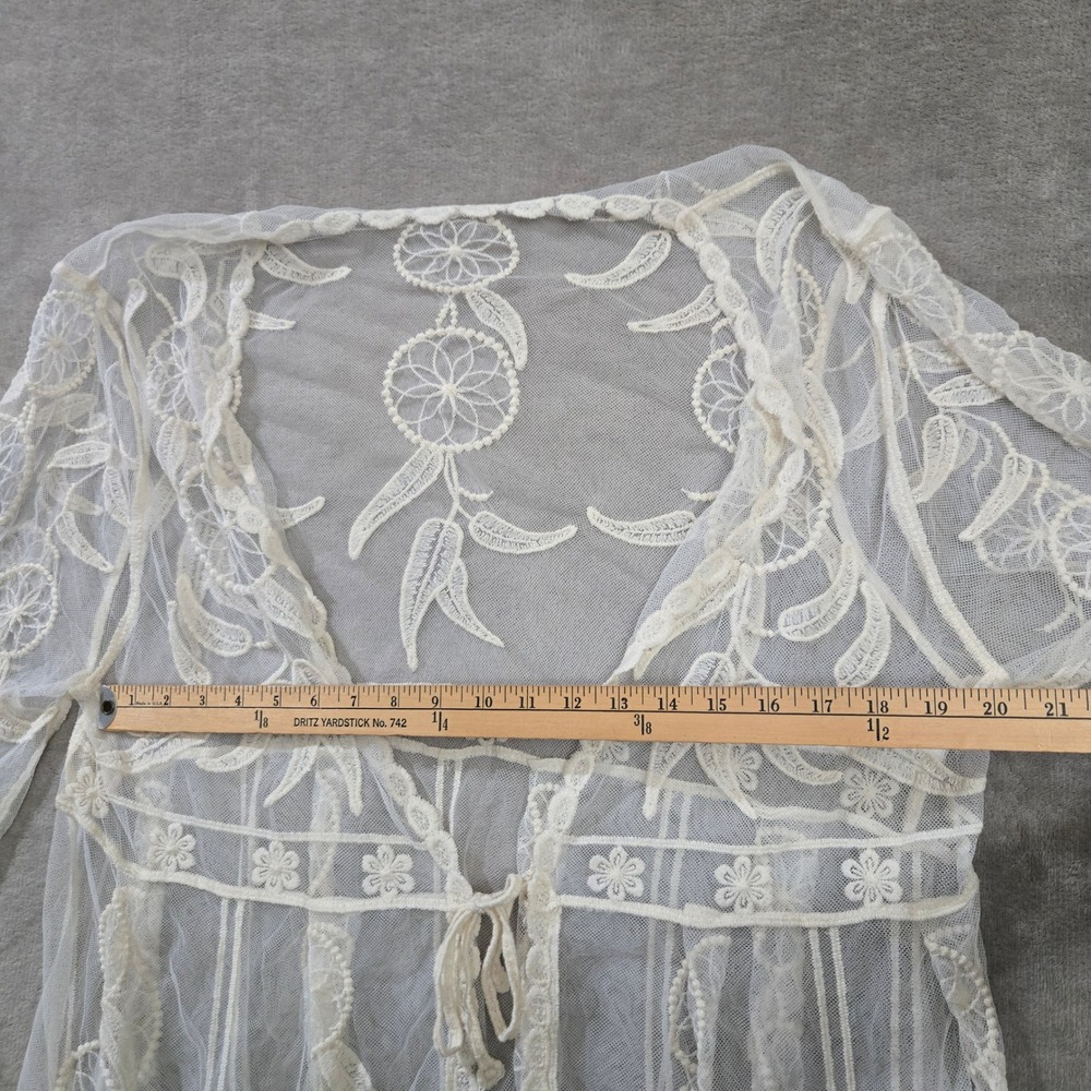 Lace Duster Kimono Boho Festival Sheer Western Cowgirl Romantic Bridal Layering - Picture 5 of 6
